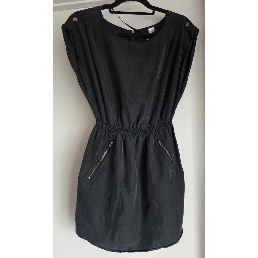 Divided H&M Sleeveless Blouson Mini Dress Size 6 Black Solid Casual Silky